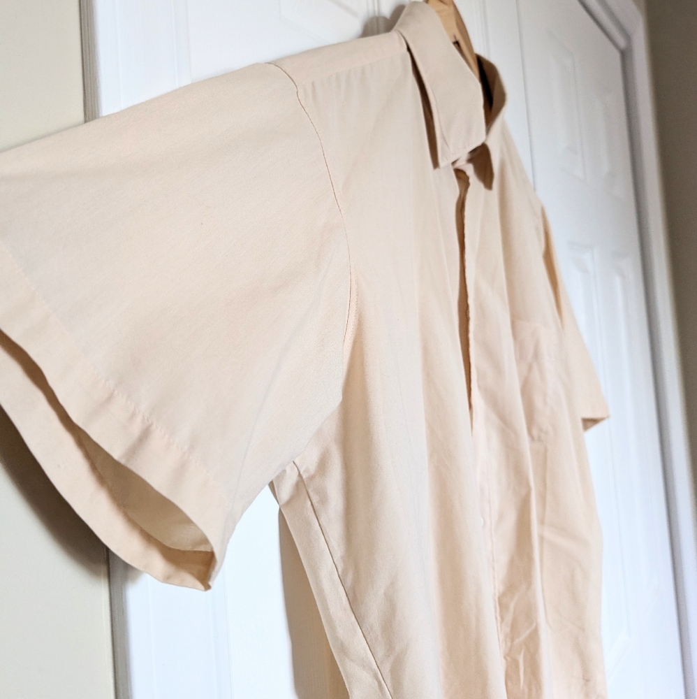 Vtg Khaki / Tan Short Sleeve Shirt. Men's Size L fit.